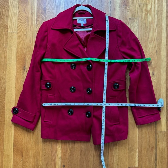Fashion Bug Red Wool Pea Coat - Picture 4 of 5